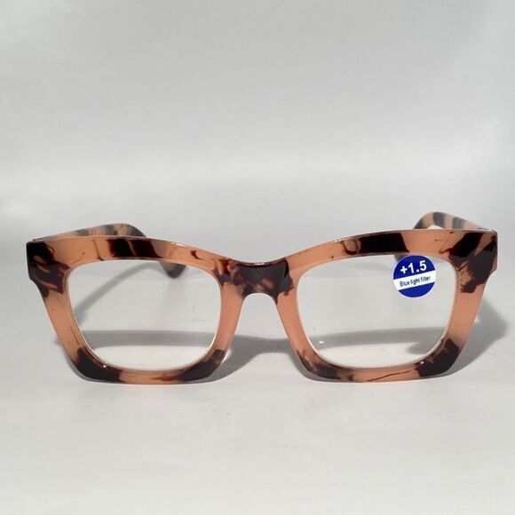 1292 Gretchen Reading Glasses 1.5 Square Pink Black Tortoise Frames NWT - Picture 3 of 9